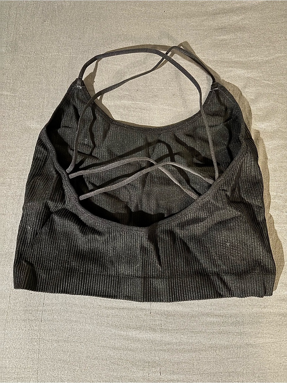 Colsie Black Ribbed Crisscross Strappy Bralette